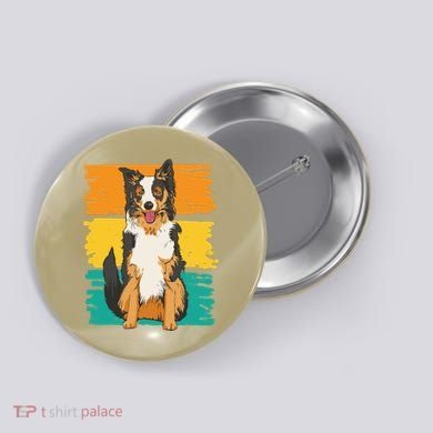 Retro Border Collie Button