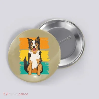 Retro Border Collie Button