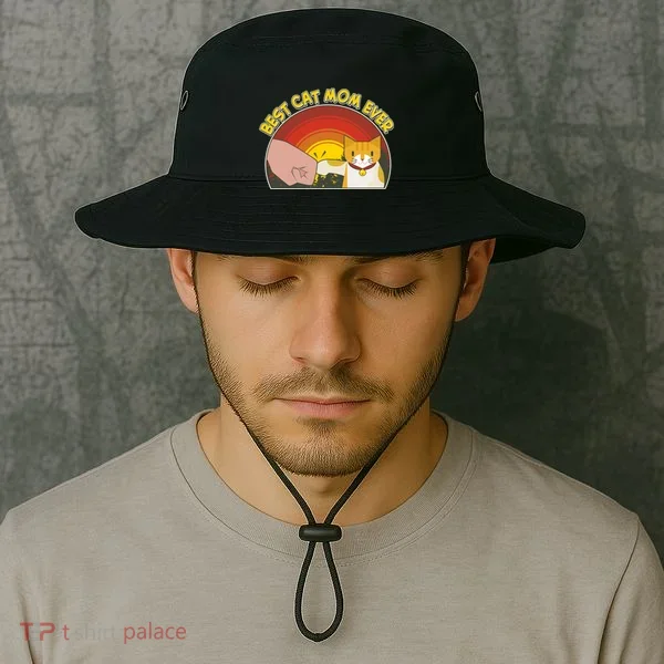 Retro Best Cat Mom Ever Bucket Hat