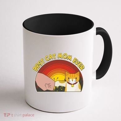 Retro Best Cat Mom Ever Coffee Mug back