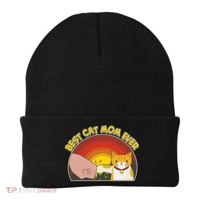 Retro Best Cat Mom Ever Beanie