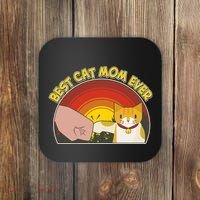 Retro Best Cat Mom Ever Coaster thumb 0