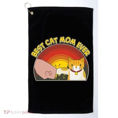 Retro Best Cat Mom Ever Golf Towel