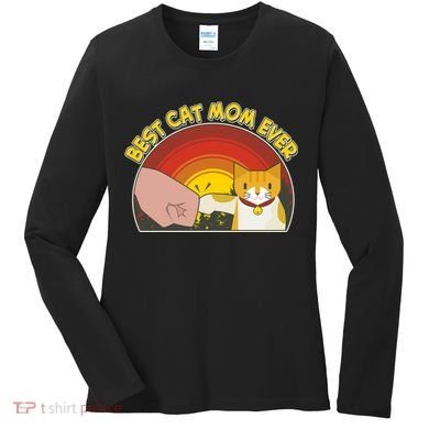 Retro Best Cat Mom Ever Women's Long Sleeve Shirt