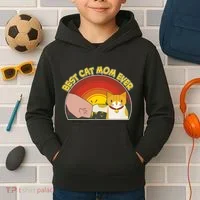 Retro Best Cat Mom Ever Kids Hoodie thumb 2