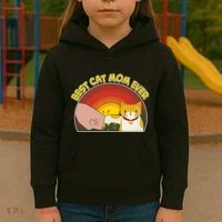 Retro Best Cat Mom Ever Kids Hoodie thumb 3