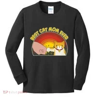 Retro Best Cat Mom Ever Kids Long Sleeve Shirt thumb 0