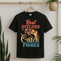 Reel Bitches Catch Fishes Funny Retro Fishing T-Shirt thumb 2