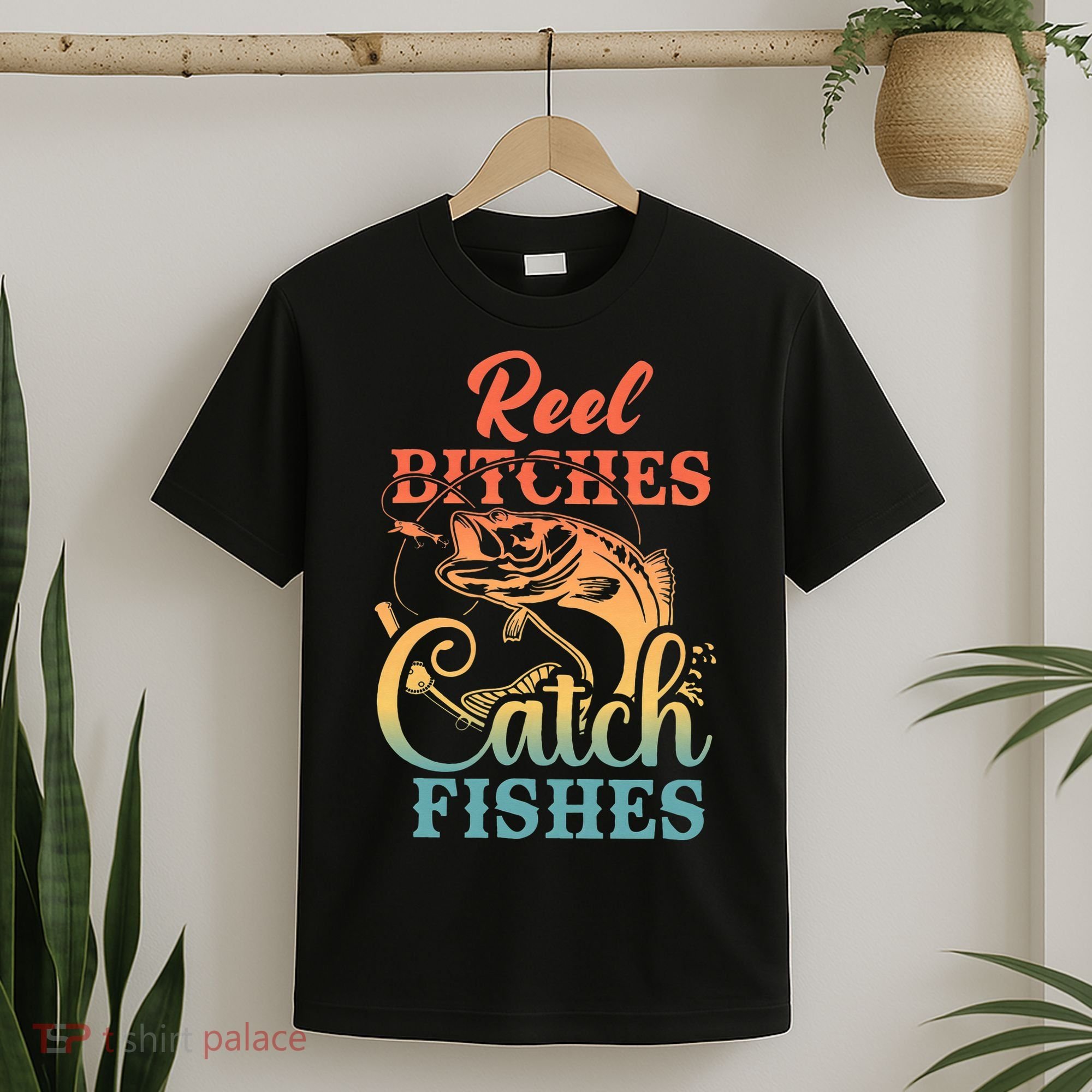Reel Bitches Catch Fishes Funny Retro Fishing T-Shirt