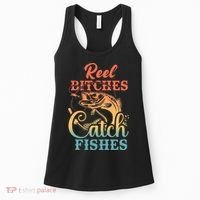 Reel Bitches Catch Fishes Funny Retro Fishing Women's Tank Top thumb 0