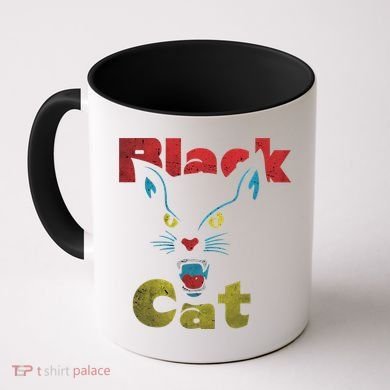 Retro Black Cat Retro Fireworks Vintage Halloween 70s Coffee Mug