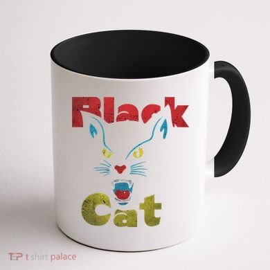 Retro Black Cat Retro Fireworks Vintage Halloween 70s Coffee Mug back