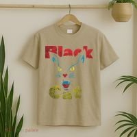 Retro Black Cat Retro Fireworks Vintage Halloween 70s T-Shirt thumb 2