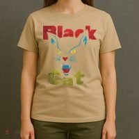 Retro Black Cat Retro Fireworks Vintage Halloween 70s T-Shirt thumb 4