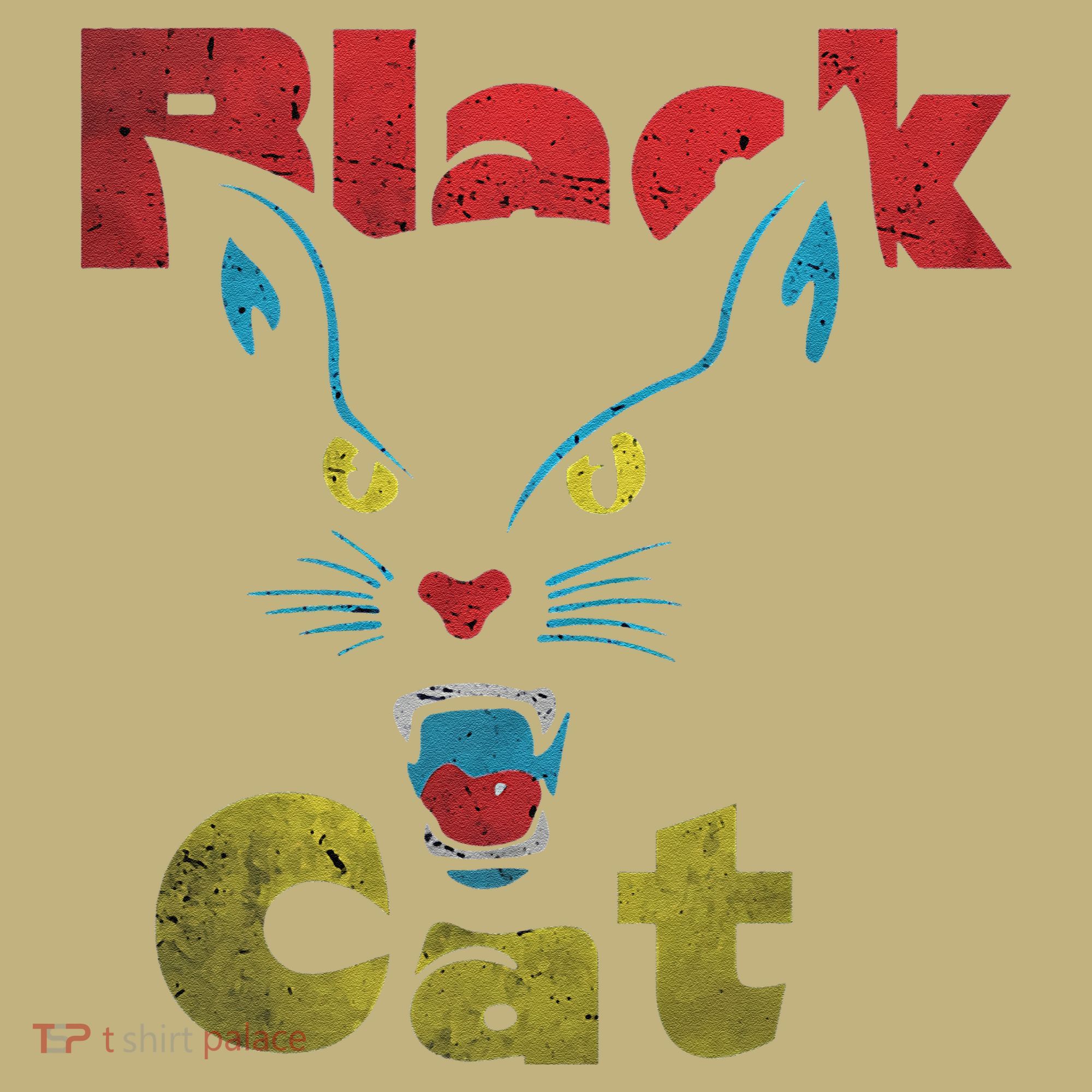 Retro Black Cat Retro Fireworks Vintage Halloween 70s T-Shirt