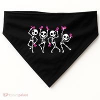 Ribbon Breast Cancer Awareness Skeleton USA-Made Doggie Bandana thumb 0