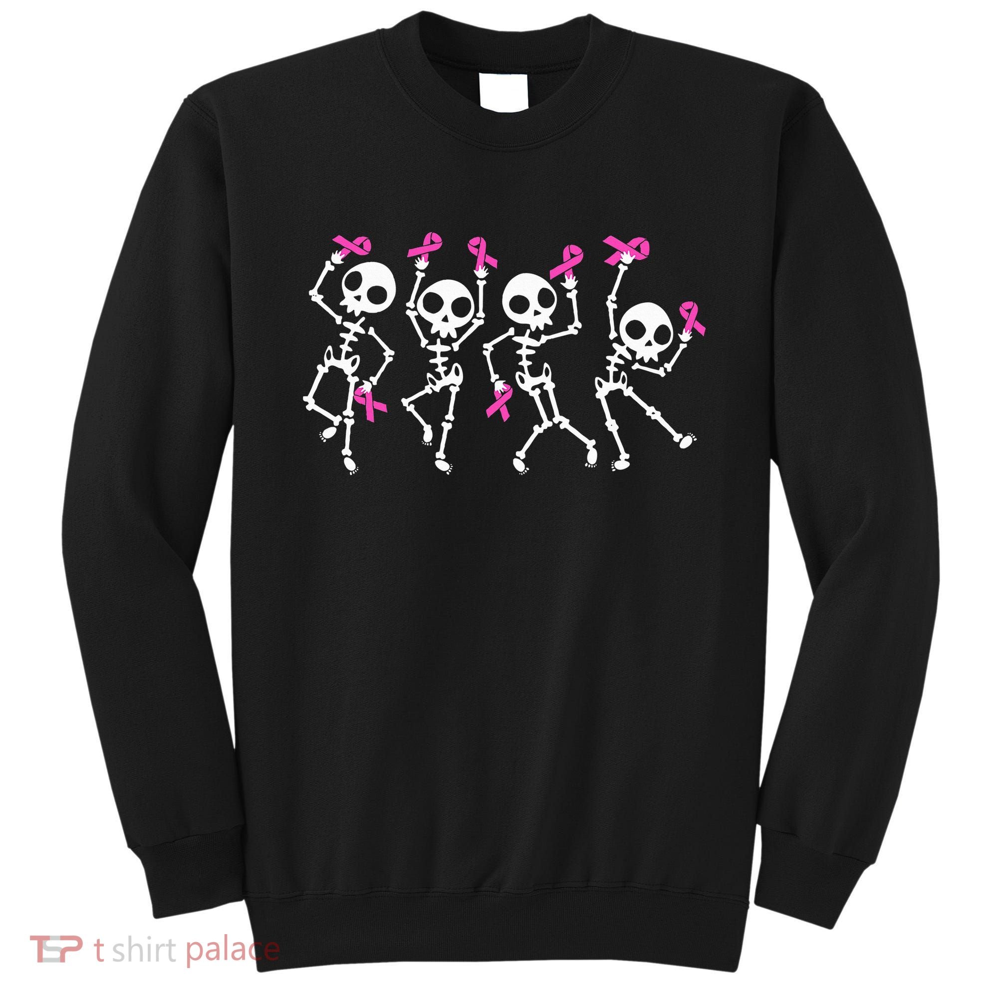 Ribbon Breast Cancer Awareness Skeleton Sweatshirt