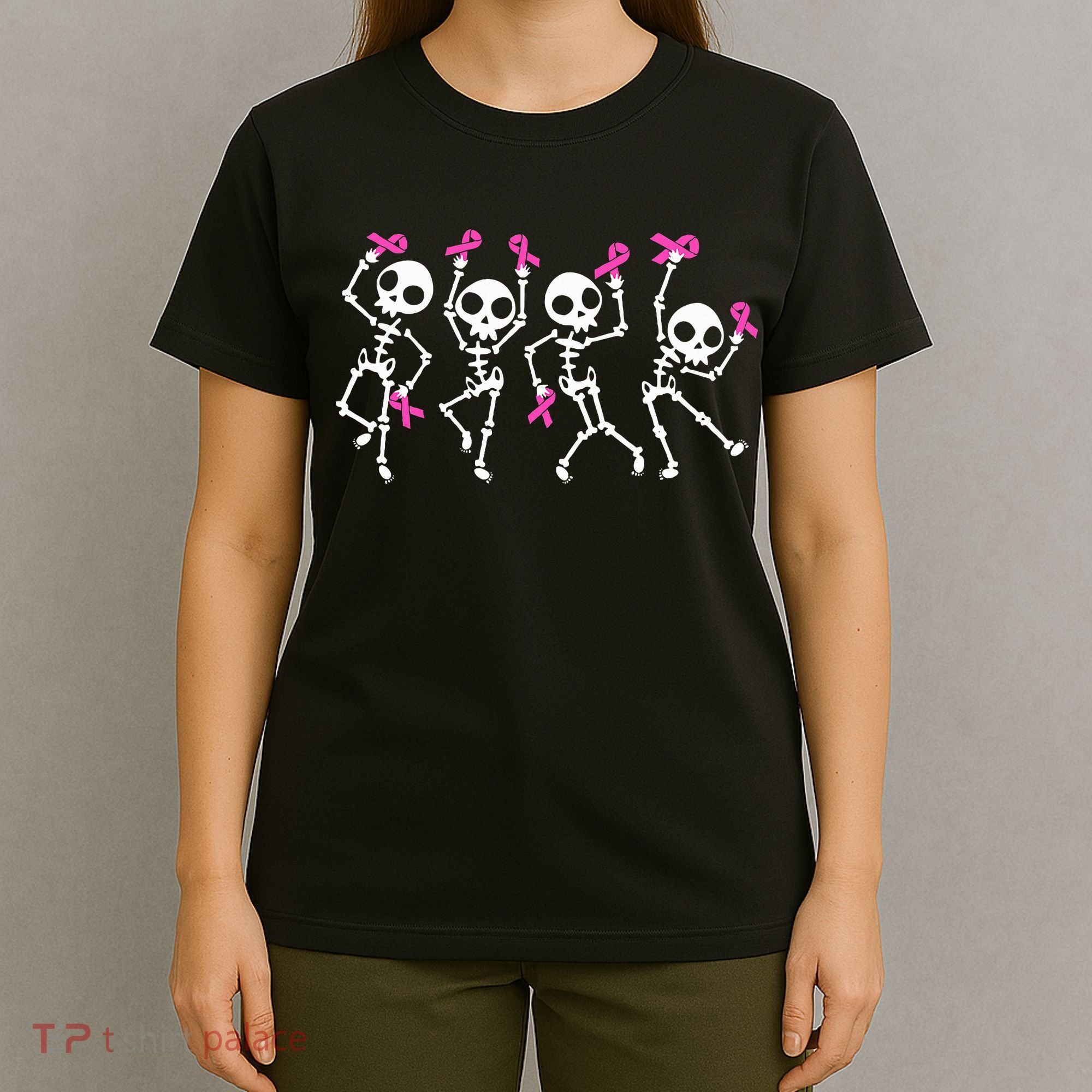 Ribbon Breast Cancer Awareness Skeleton T-Shirt