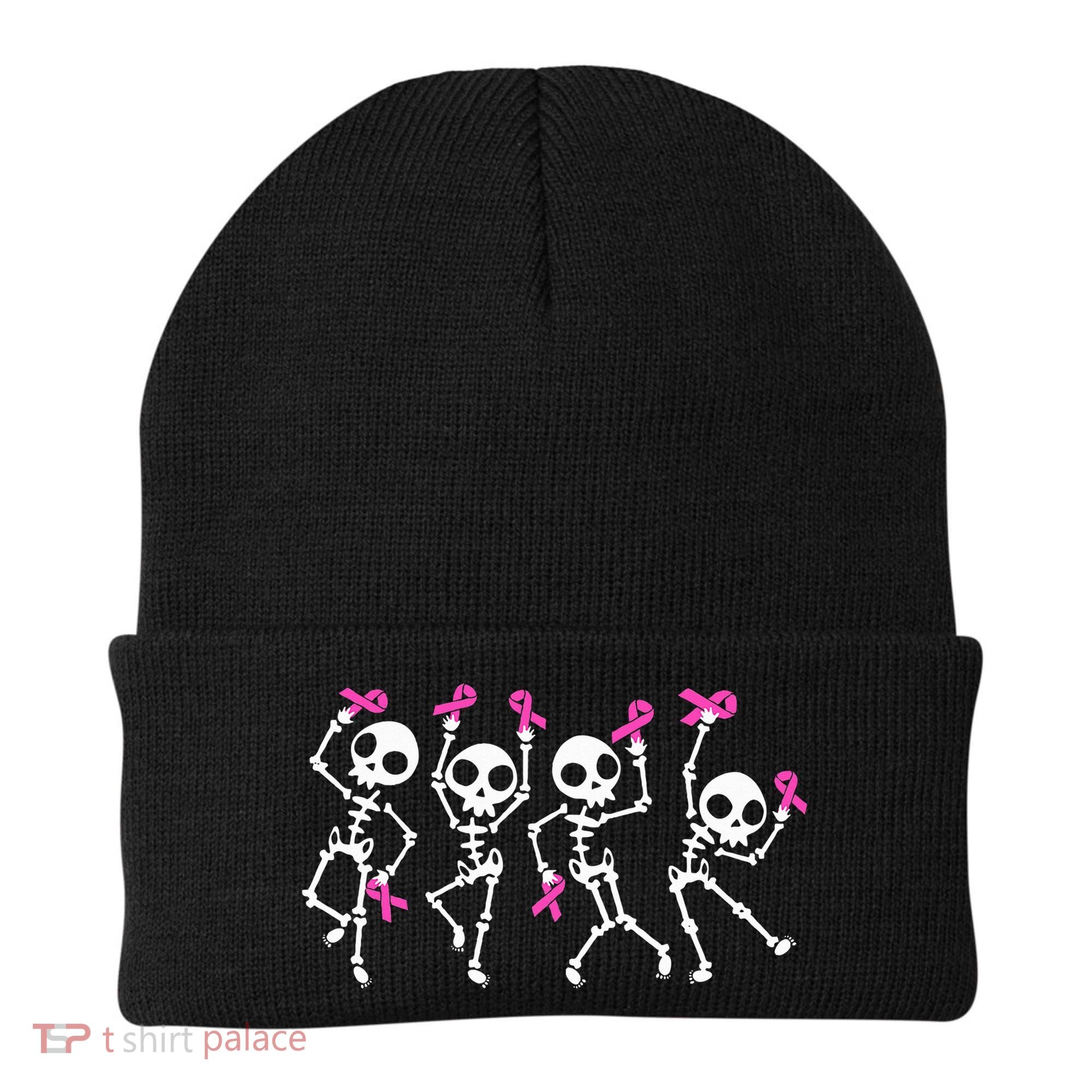 Ribbon Breast Cancer Awareness Skeleton Beanie