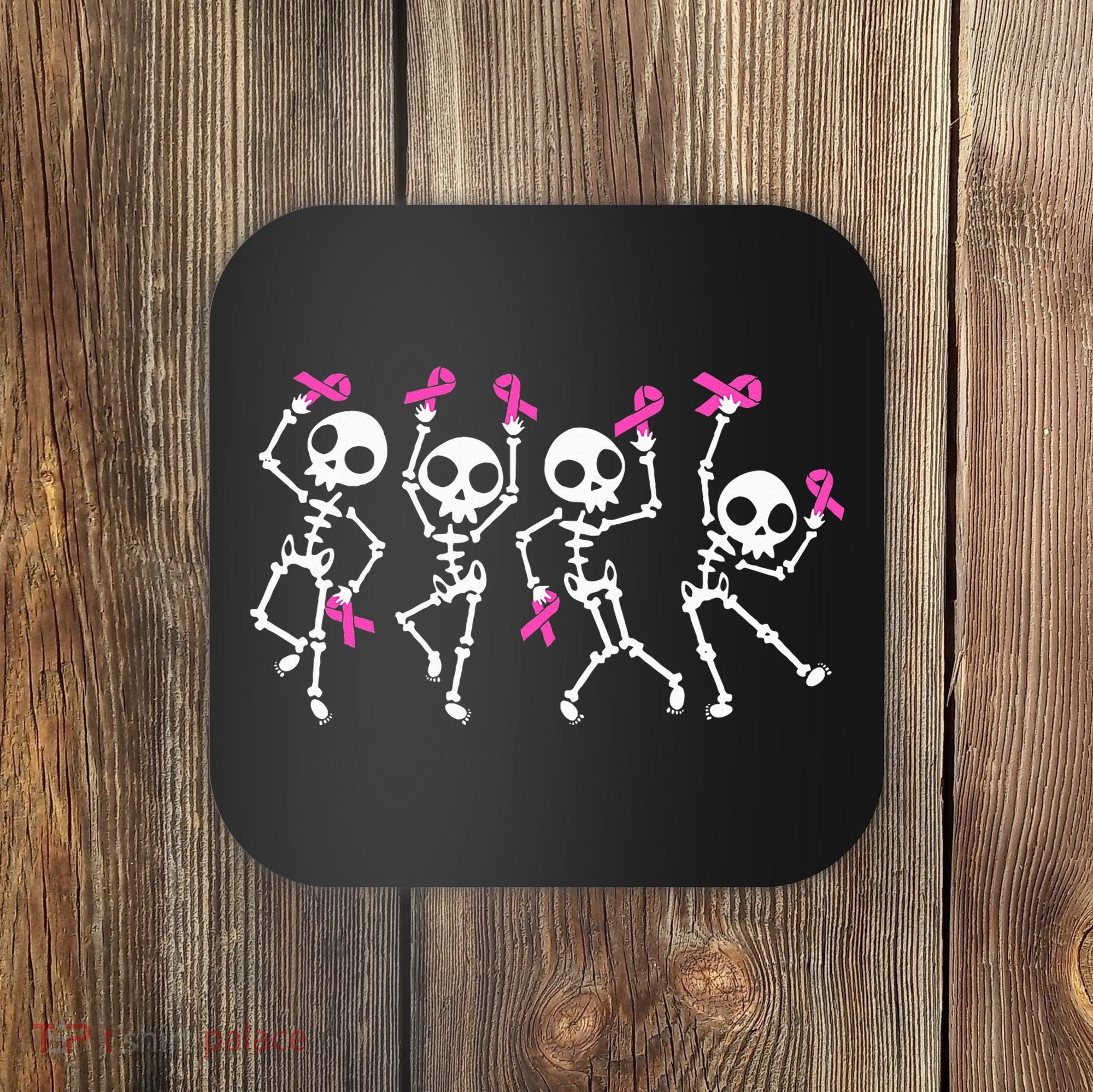 Ribbon Breast Cancer Awareness Skeleton Coaster