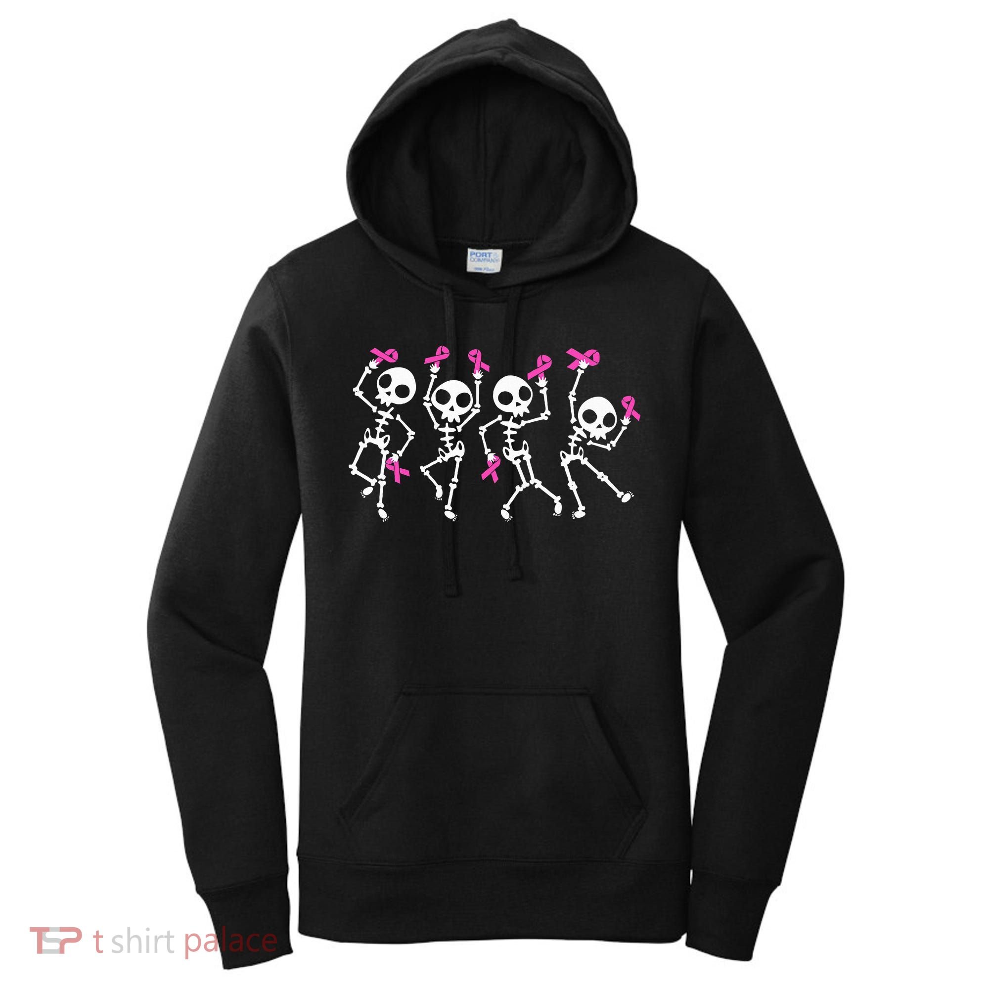 Ribbon Breast Cancer Awareness Skeleton Women's Hoodie