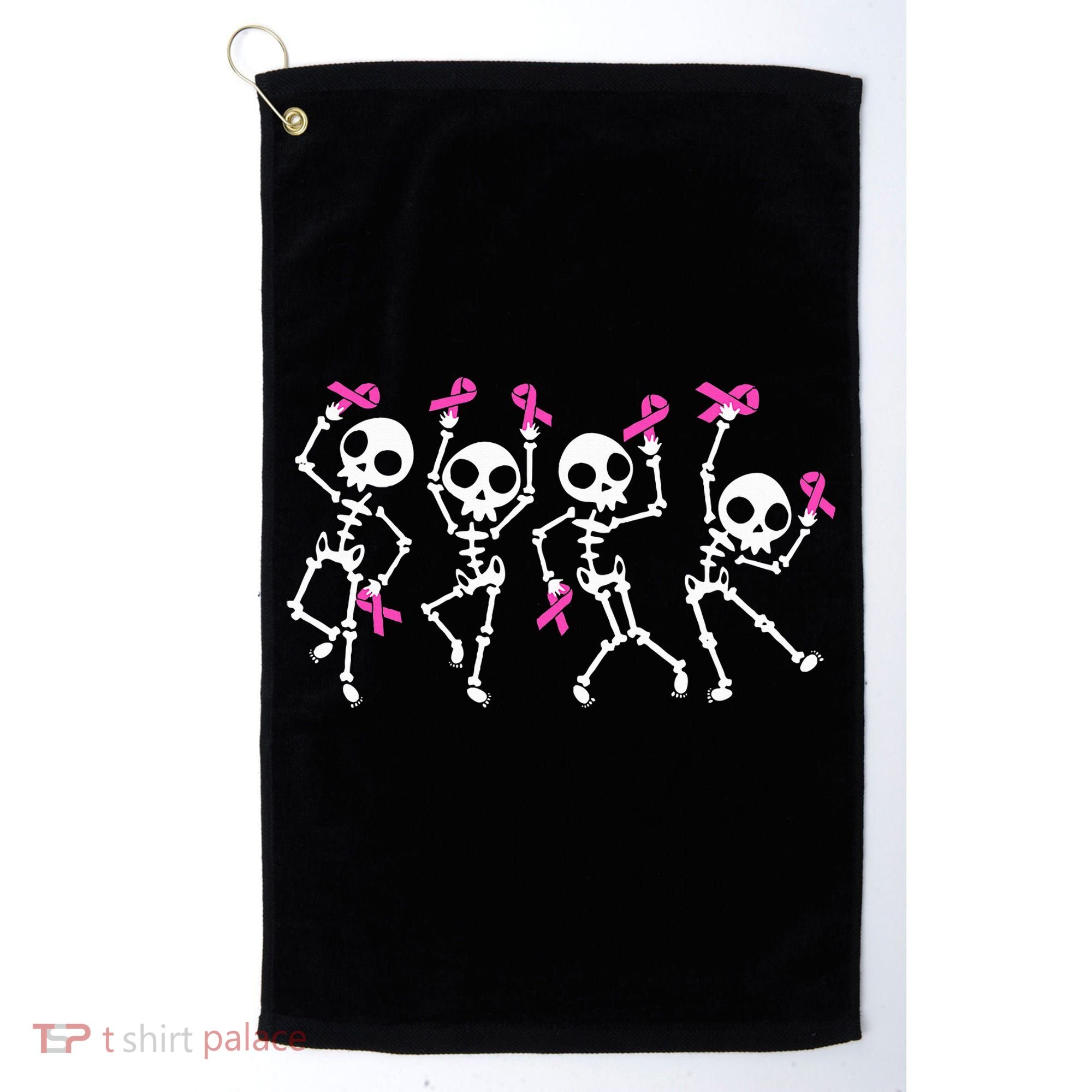 Ribbon Breast Cancer Awareness Skeleton Golf Towel
