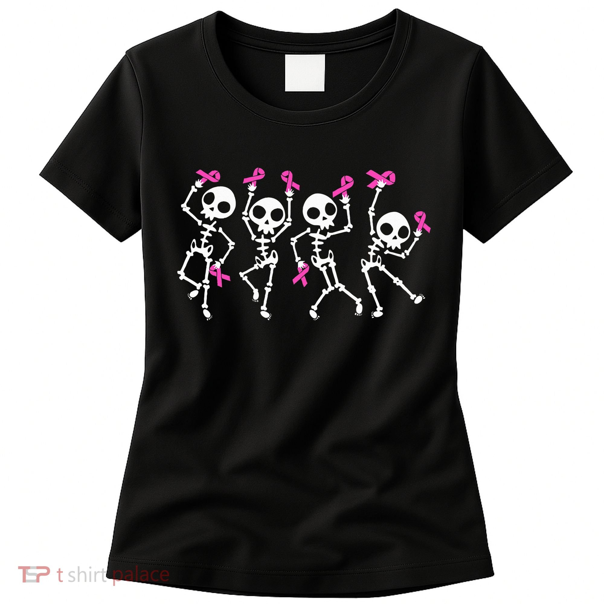 Ribbon Breast Cancer Awareness Skeleton Women's T-Shirt