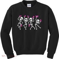Ribbon Breast Cancer Awareness Skeleton Kids Sweatshirt thumb 0