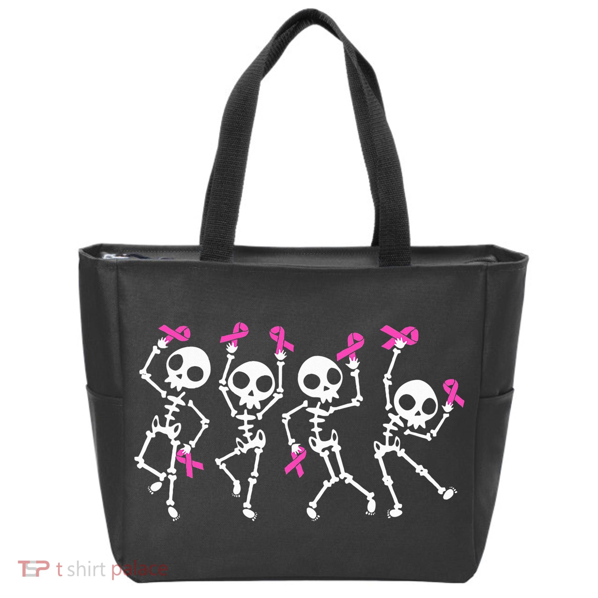 Ribbon Breast Cancer Awareness Skeleton Tote Bag