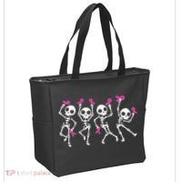 Ribbon Breast Cancer Awareness Skeleton Tote Bag thumb 2