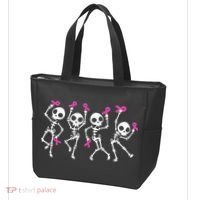 Ribbon Breast Cancer Awareness Skeleton Tote Bag thumb 3