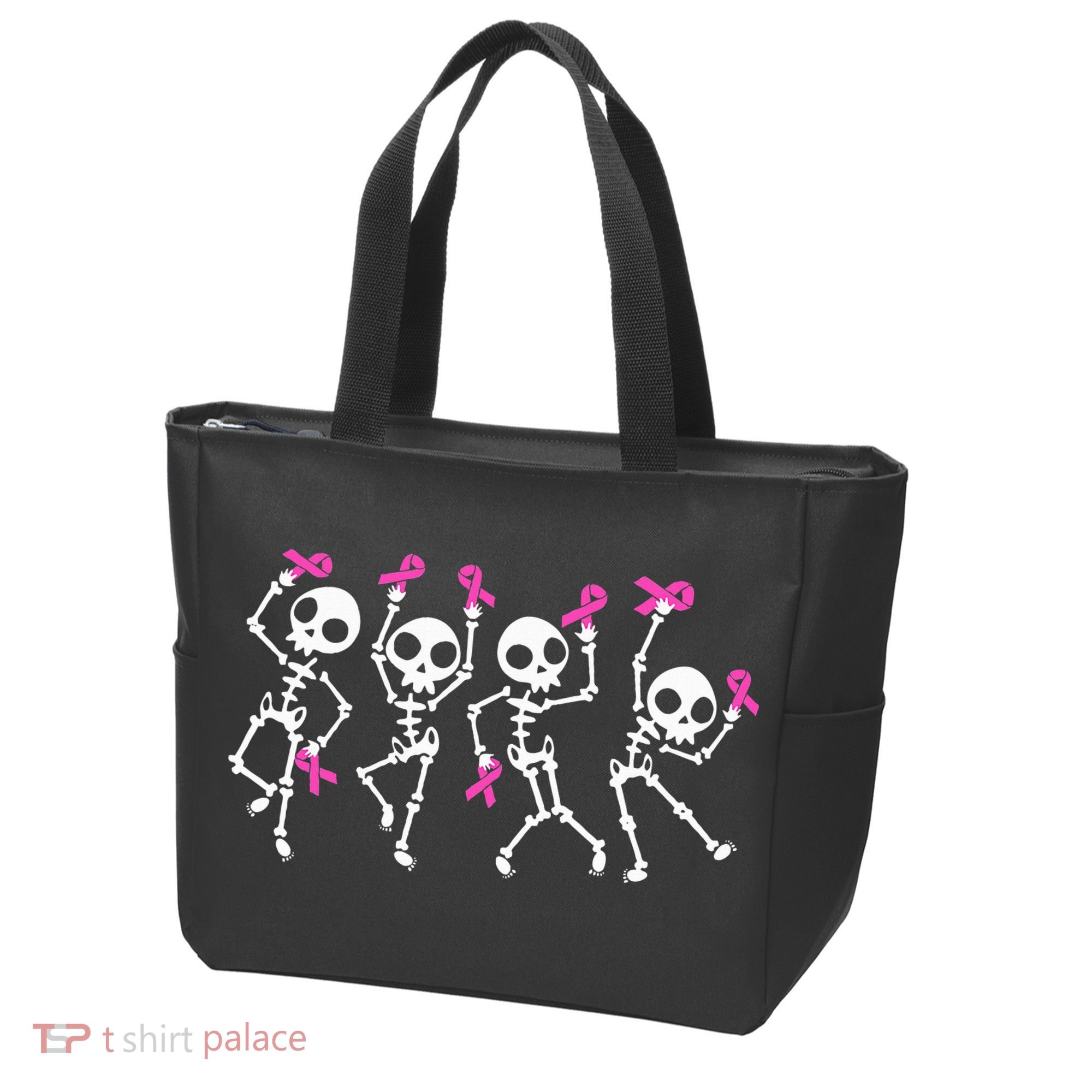Ribbon Breast Cancer Awareness Skeleton Tote Bag