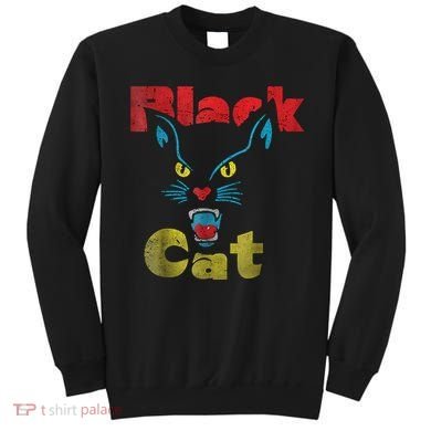 Retro Black Cat Retro Fireworks Vintage Halloween 70s Sweatshirt