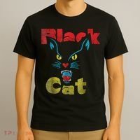 Retro Black Cat Retro Fireworks Vintage Halloween 70s T-Shirt thumb 3