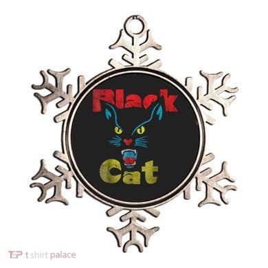 Retro Black Cat Retro Fireworks Vintage Halloween 70s Ornament