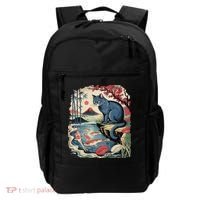 Russian Blue Cat Koi Fish Pond Japanese Ukiyo-e Woodblock Backpack thumb 0