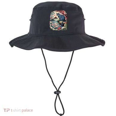 Russian Blue Cat Koi Fish Pond Japanese Ukiyo-e Woodblock Bucket Hat