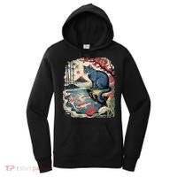 Russian Blue Cat Koi Fish Pond Japanese Ukiyo-e Woodblock Women's Hoodie thumb 0