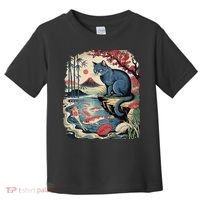 Russian Blue Cat Koi Fish Pond Japanese Ukiyo-e Woodblock Toddler T-Shirt thumb 0