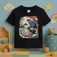 Russian Blue Cat Koi Fish Pond Japanese Ukiyo-e Woodblock Toddler T-Shirt thumb 3