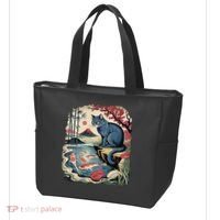 Russian Blue Cat Koi Fish Pond Japanese Ukiyo-e Woodblock Tote Bag thumb 3