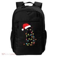 Retro Black Cat Christmas Light Funny Cat Backpack thumb 0