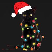 Retro Black Cat Christmas Light Funny Cat Backpack thumb 2