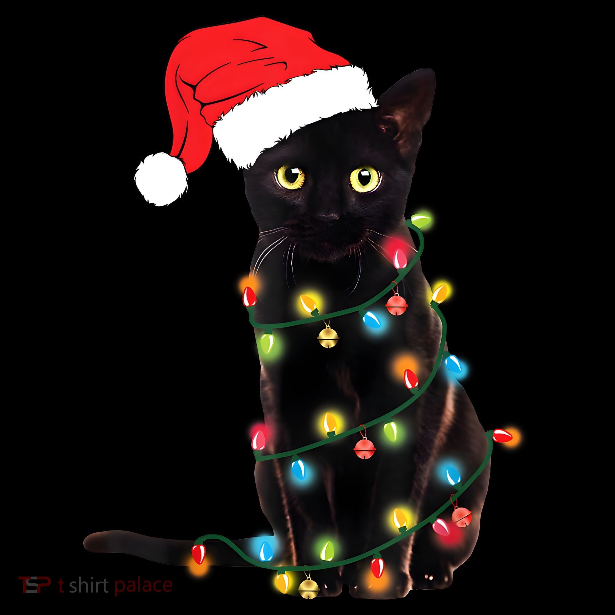 Retro Black Cat Christmas Light Funny Cat Women's Hoodie