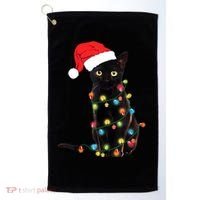 Retro Black Cat Christmas Light Funny Cat Golf Towel thumb 0