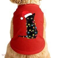 Retro Black Cat Christmas Light Funny Cat Doggie Tank thumb 0