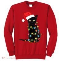 Retro Black Cat Christmas Light Funny Cat Sweatshirt thumb 0