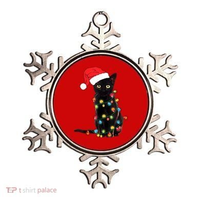 Retro Black Cat Christmas Light Funny Cat Ornament