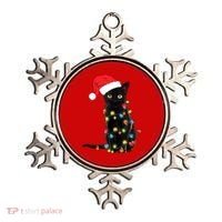 Retro Black Cat Christmas Light Funny Cat Ornament thumb 0