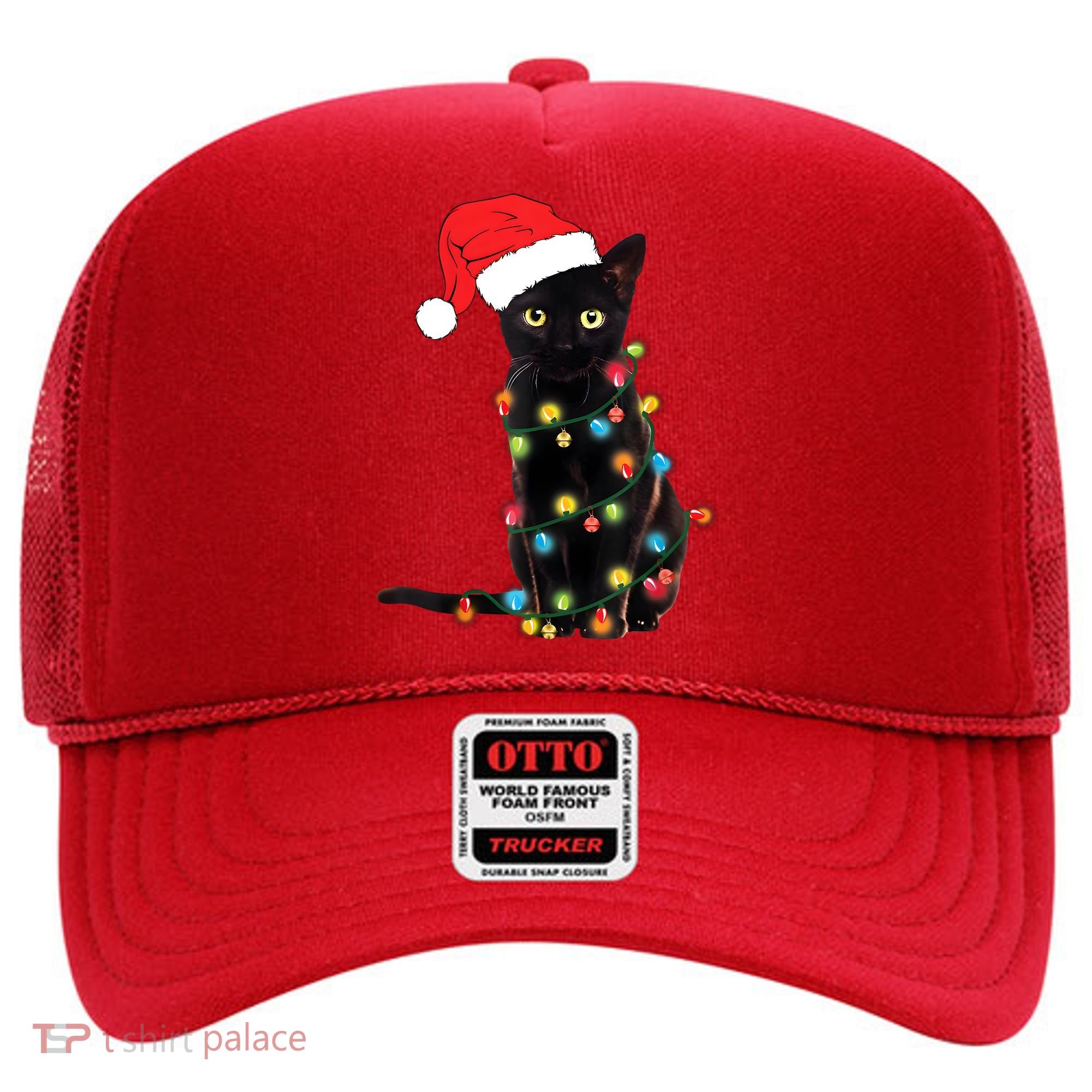Retro Black Cat Christmas Light Funny Cat Hat